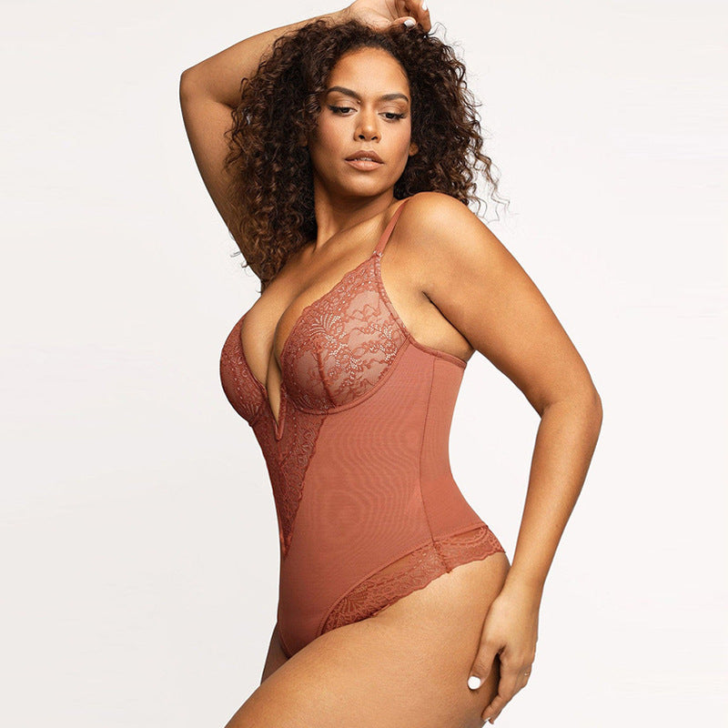 Korset Bodysuit - Verstelbare Bandjes - V-Hals - Kanten Bodysuit - Shapewear-Boetiek Moda