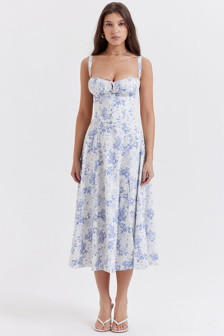 Korsetjurk - Mouwloos - Split - Midi-jurk - Zomerjurk-Boetiek Moda