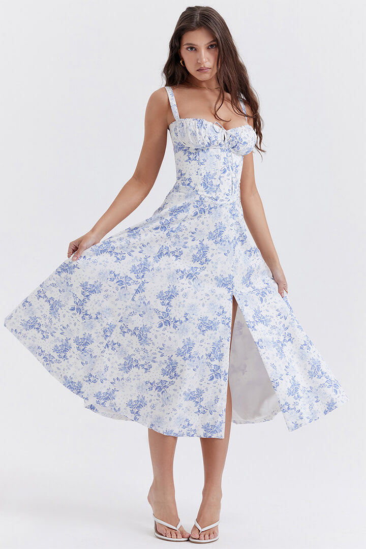 Korsetjurk - Mouwloos - Split - Midi-jurk - Zomerjurk-Boetiek Moda