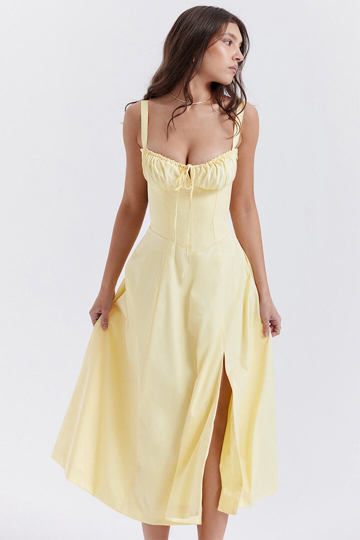 Korsetjurk - Mouwloos - Split - Midi-jurk - Zomerjurk-Boetiek Moda