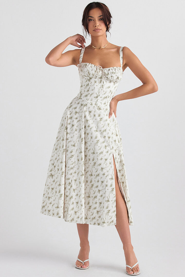 Korsetjurk - Mouwloos - Split - Midi-jurk - Zomerjurk-Boetiek Moda