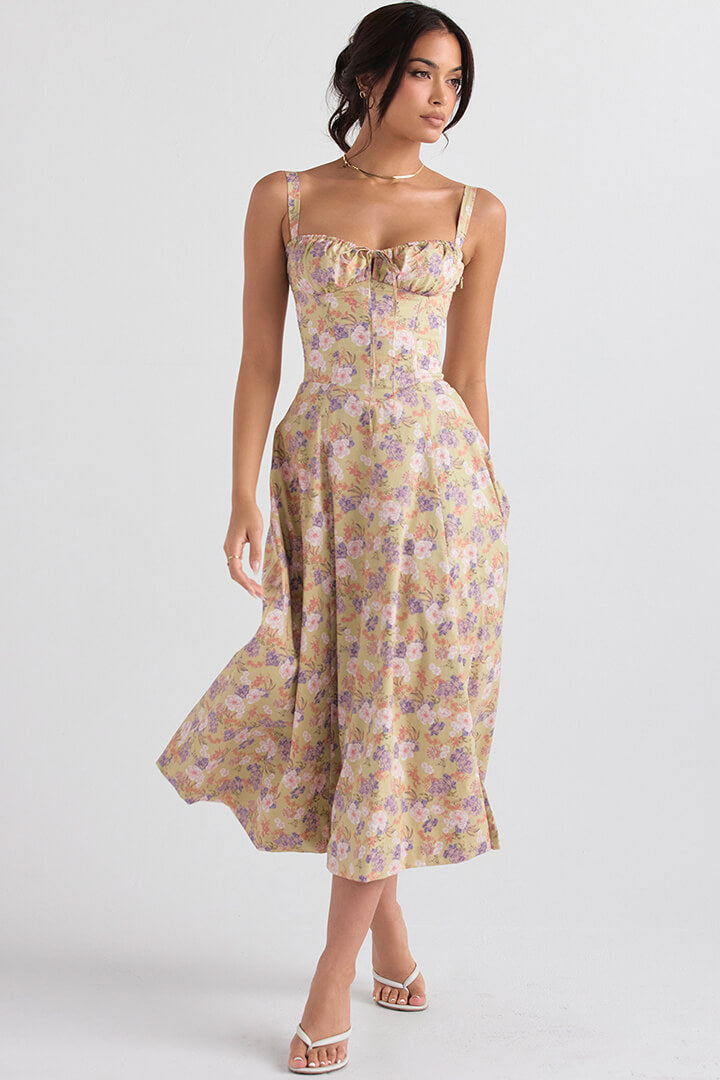 Korsetjurk - Mouwloos - Split - Midi-jurk - Zomerjurk-Boetiek Moda