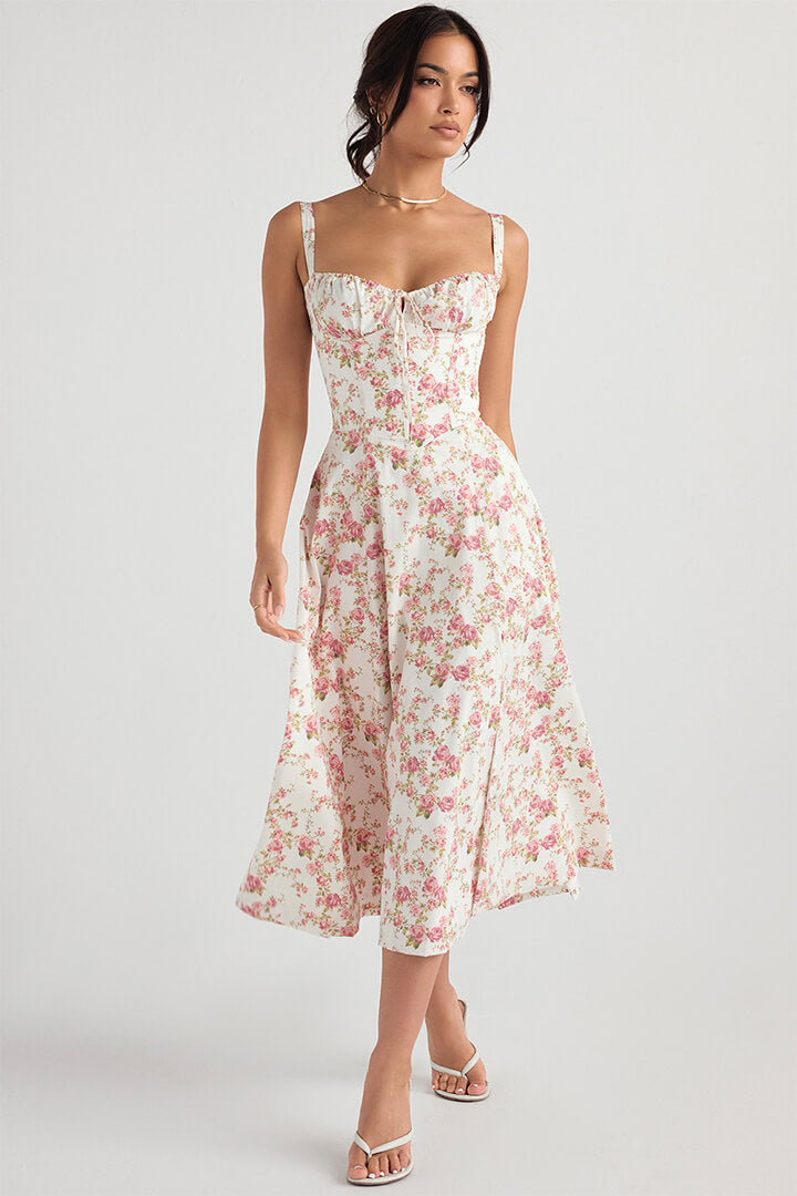 Korsetjurk - Mouwloos - Split - Midi-jurk - Zomerjurk-Boetiek Moda