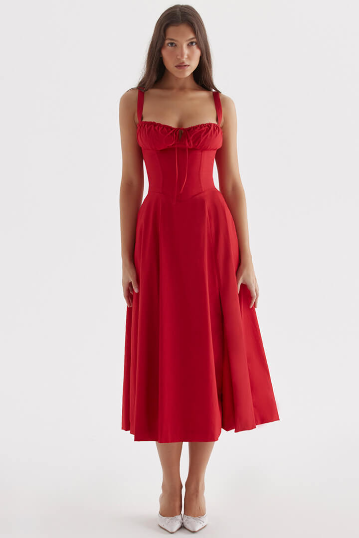 Korsetjurk - Mouwloos - Split - Midi-jurk - Zomerjurk-Boetiek Moda