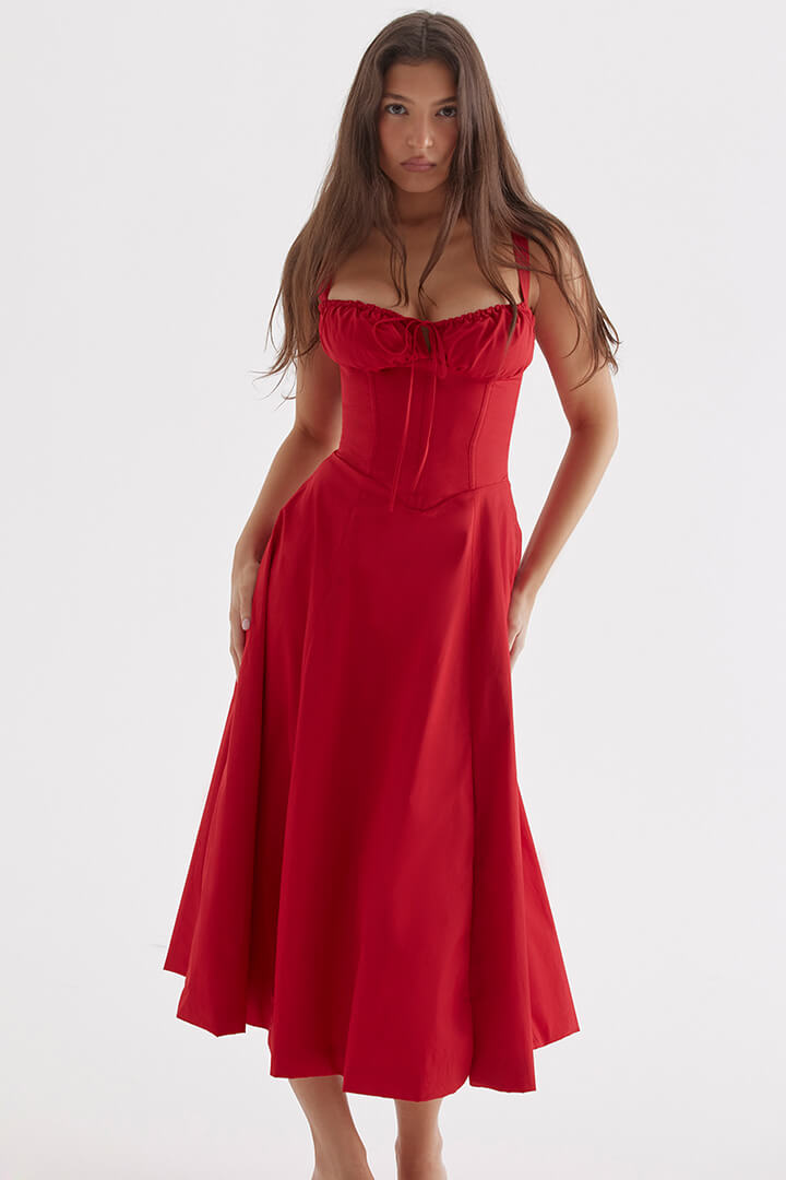 Korsetjurk - Mouwloos - Split - Midi-jurk - Zomerjurk-Boetiek Moda