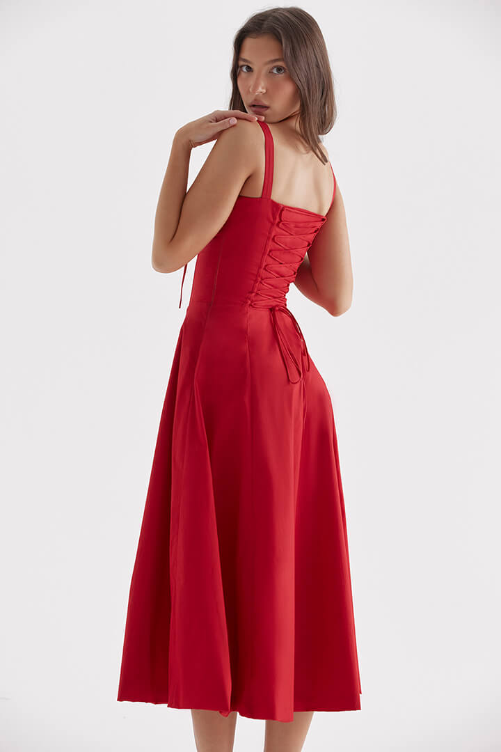 Korsetjurk - Mouwloos - Split - Midi-jurk - Zomerjurk-Boetiek Moda