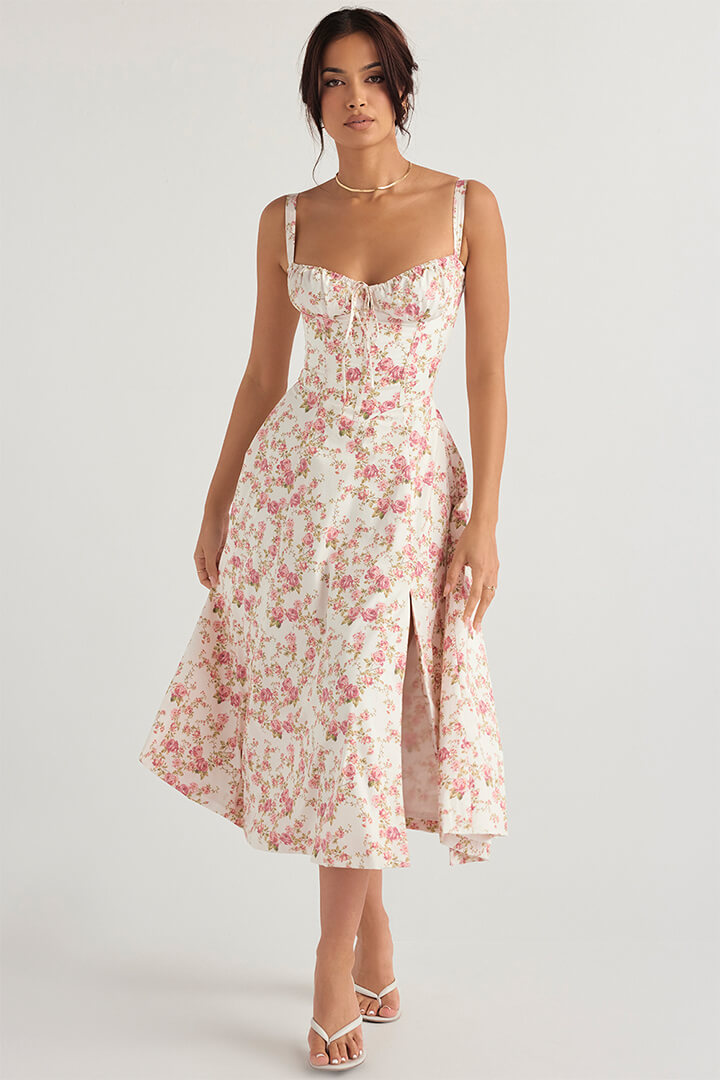 Korsetjurk - Mouwloos - Split - Midi-jurk - Zomerjurk-Boetiek Moda