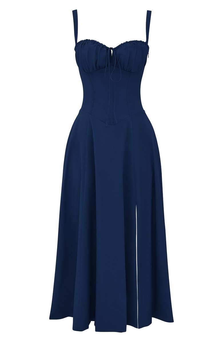 Korsetjurk - Mouwloze Midi Zomerjurk met Split voor dames-Boetiek Moda