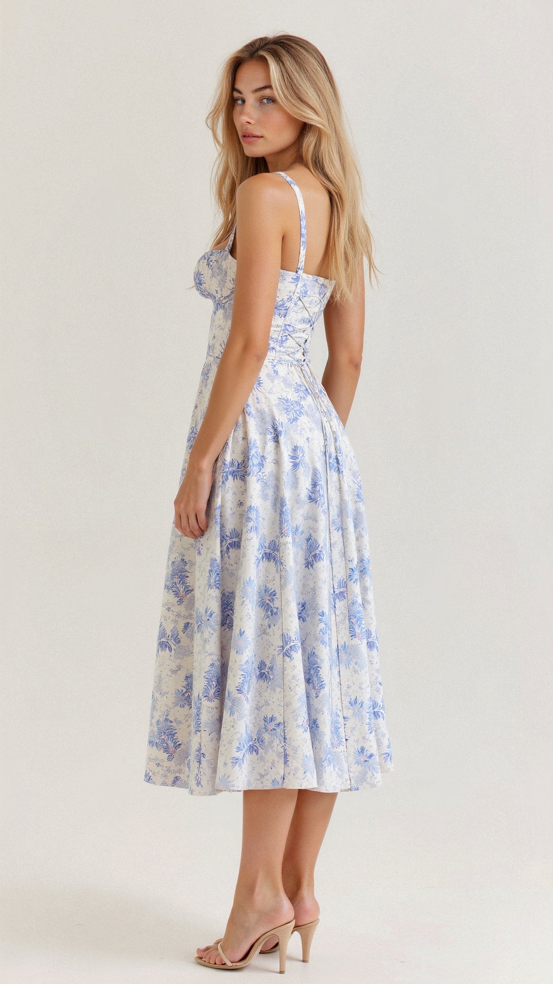 Korsetjurk - Mouwloze Midi Zomerjurk met Split voor dames-Boetiek Moda