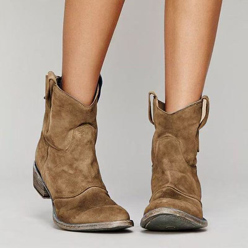 Korte Cowboylaarzen | Western | Suède | Enkellaarzen | Dameslaarzen-Boetiek Moda