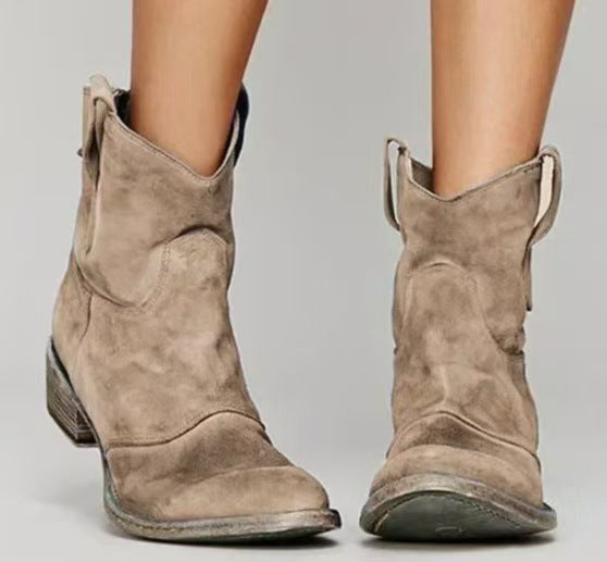 Korte Cowboylaarzen | Western | Suède | Enkellaarzen | Dameslaarzen-Boetiek Moda