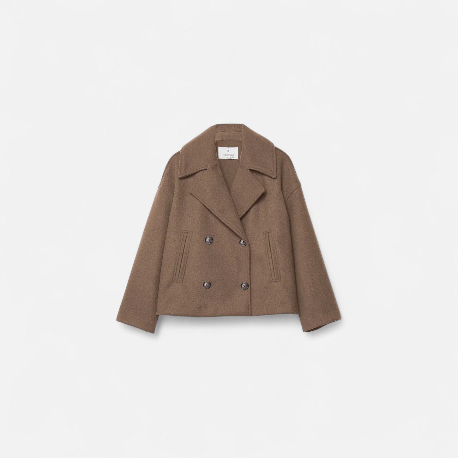Korte Pea Coat | Double Breasted | Relaxed Fit | Korte Trench Coat | Vrouwenjas-Boetiek Moda