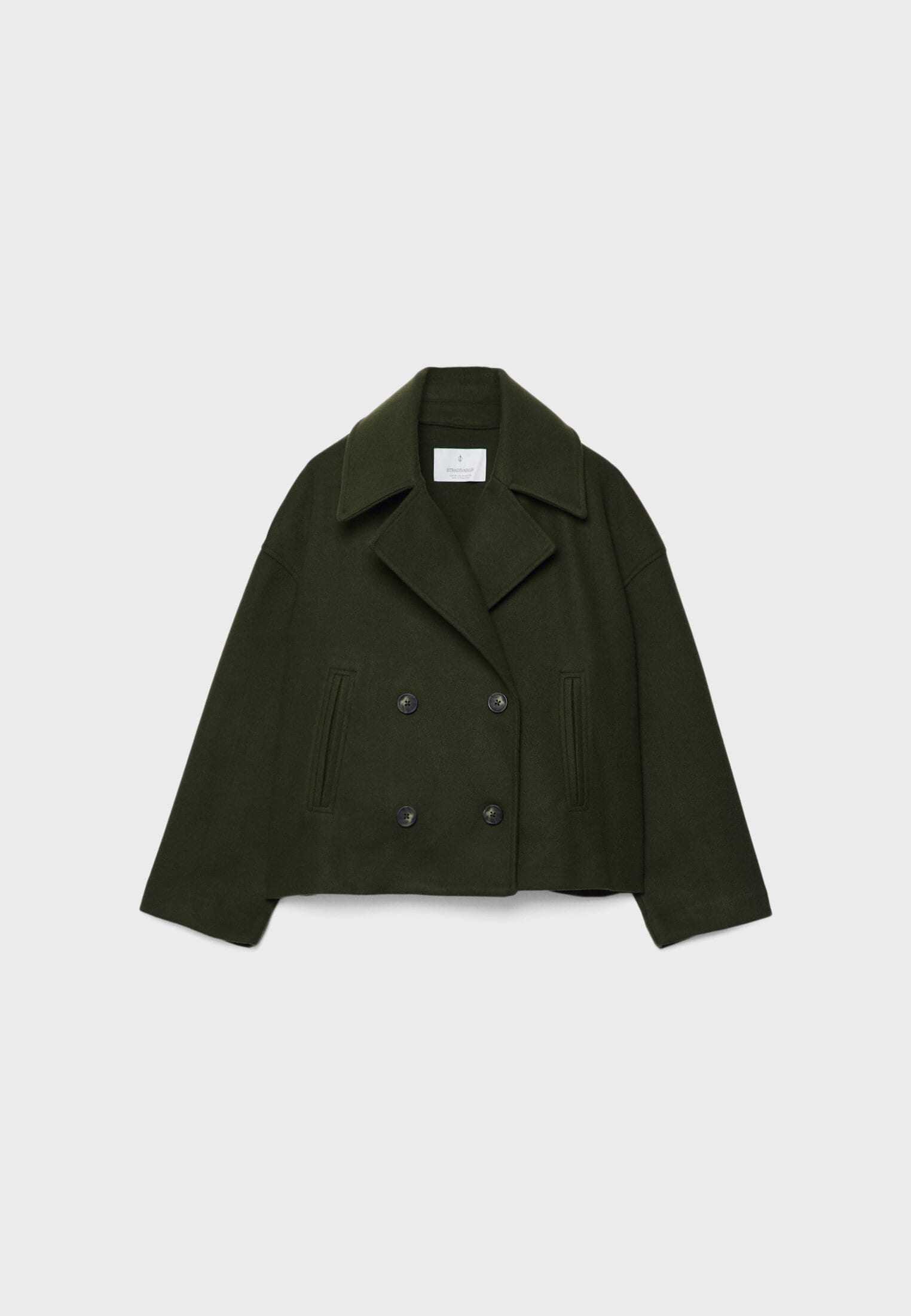 Korte trenchcoat - Dames loose fit korte trenchcoat met twee rijen knopen-Boetiek Moda