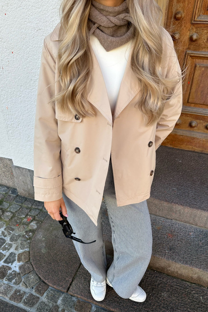 Korte trenchcoat - Riem - Double Breasted - Beige trenchcoat - Trenchcoat Vrouwen-Boetiek Moda