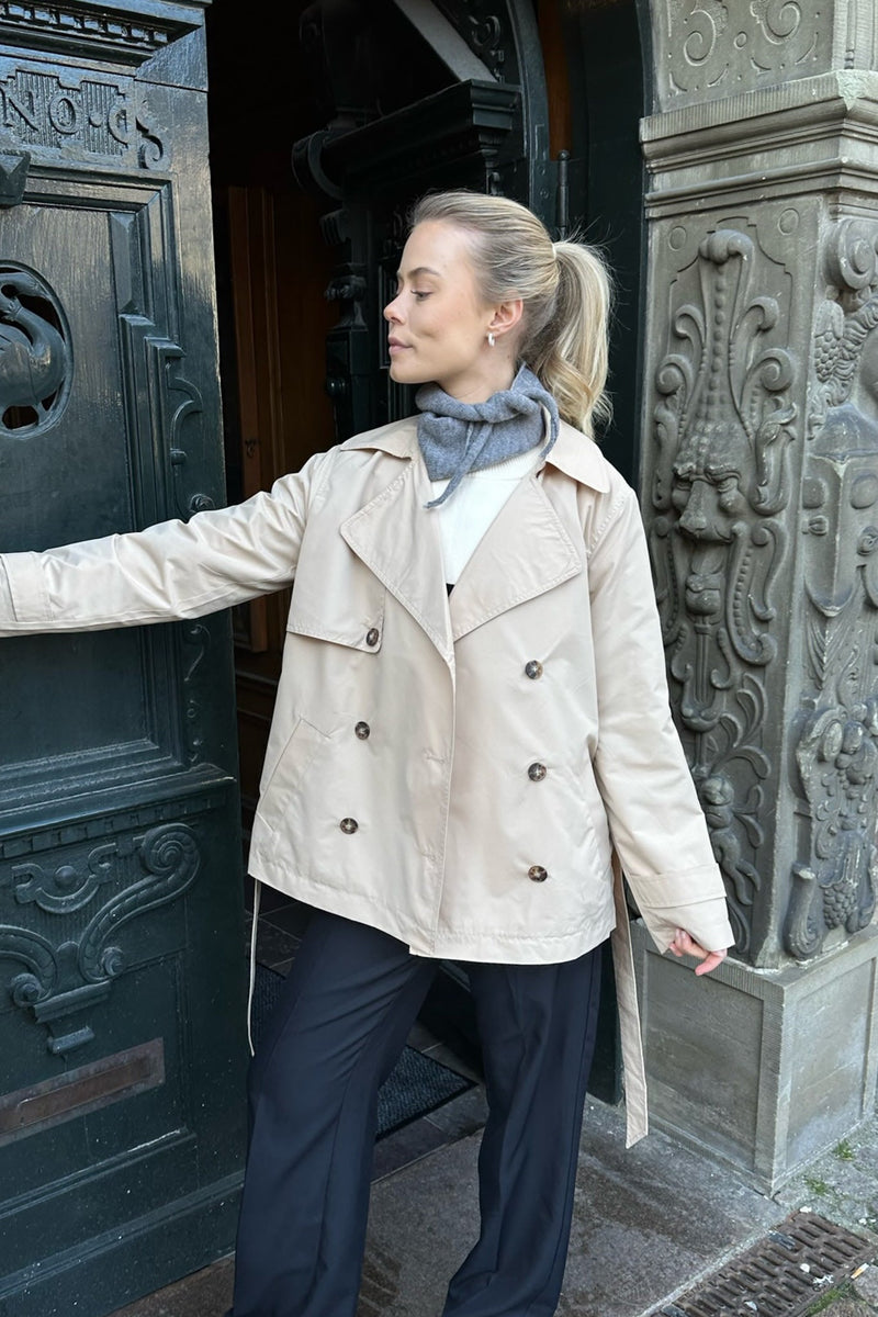 Korte trenchcoat - Riem - Double Breasted - Beige trenchcoat - Trenchcoat Vrouwen-Boetiek Moda