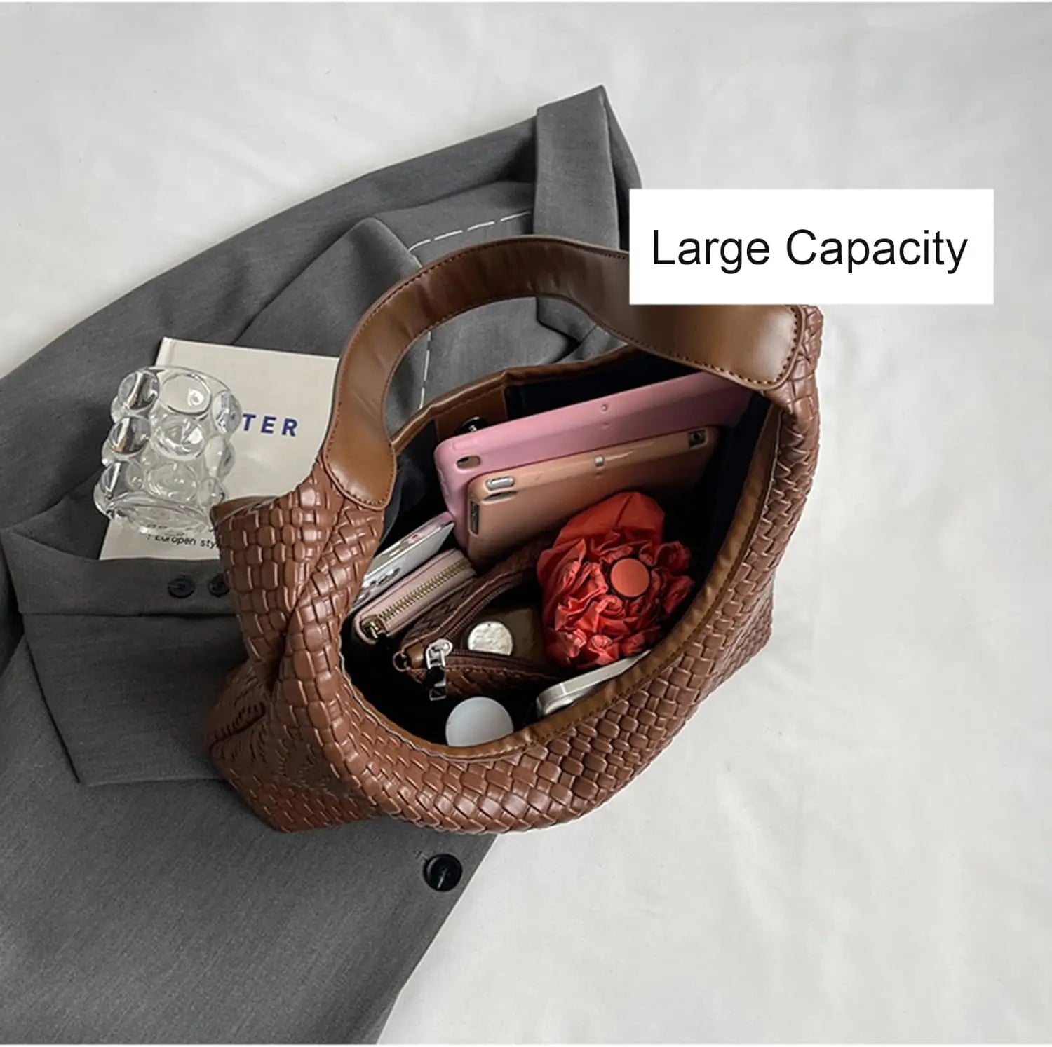 Kunstlederen tas | Veganistisch leer | Alledaags | Geweven tas | Schoudertas-Boetiek Moda