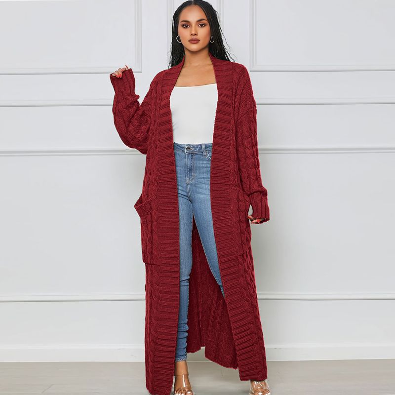 Lang vest - Open - Oversized - Gebreid vest - Damesvest-Boetiek Moda