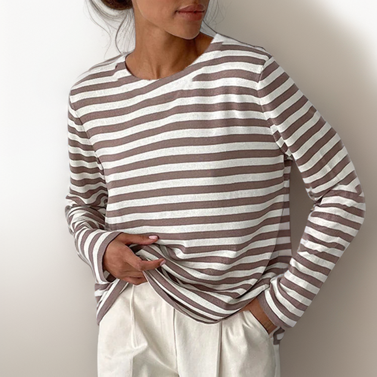 Lange Mouwen Top - Gestreepte - Losse pasvorm - Shirt met lange mouwen - Dameskleding-Boetiek Moda