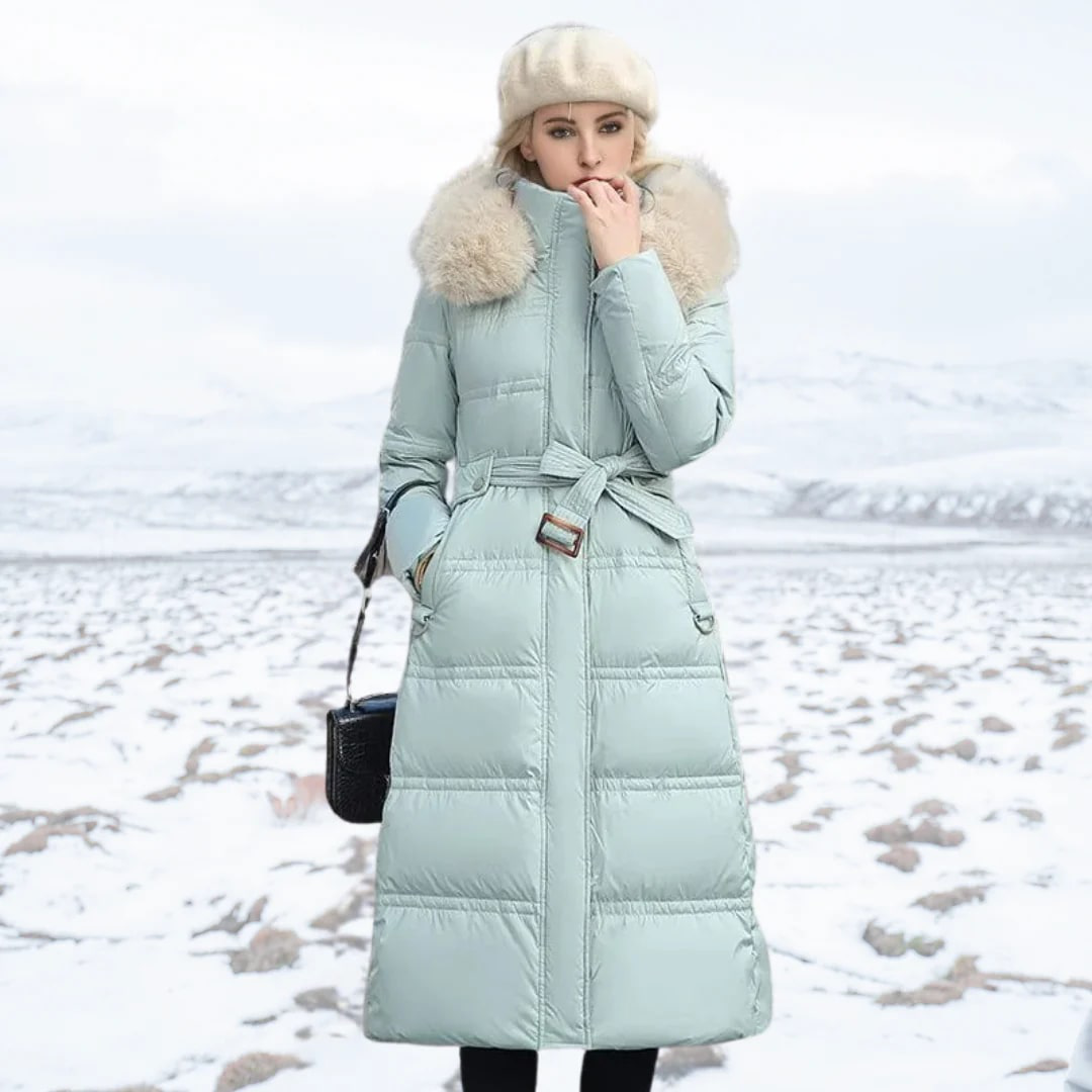 Lange Pufferjas | Gewatteerd | Bontkraag | Lange Winterjassen voor Vrouwen | Dames Overjas-Boetiek Moda