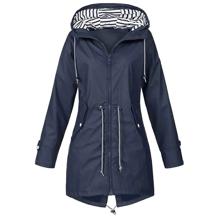 Lange Regenjas - Capuchon - Zip-Up - Waterdichte jassen - Damesjas-Boetiek Moda