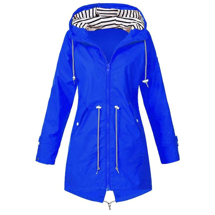 Lange Regenjas - Capuchon - Zip-Up - Waterdichte jassen - Damesjas-Boetiek Moda