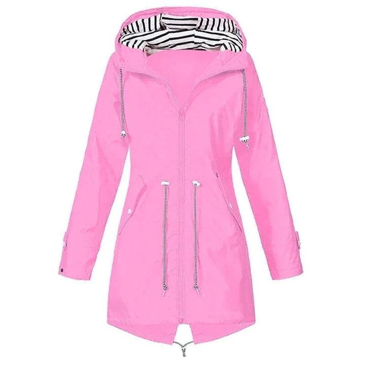 Lange Regenjas - Capuchon - Zip-Up - Waterdichte jassen - Damesjas-Boetiek Moda