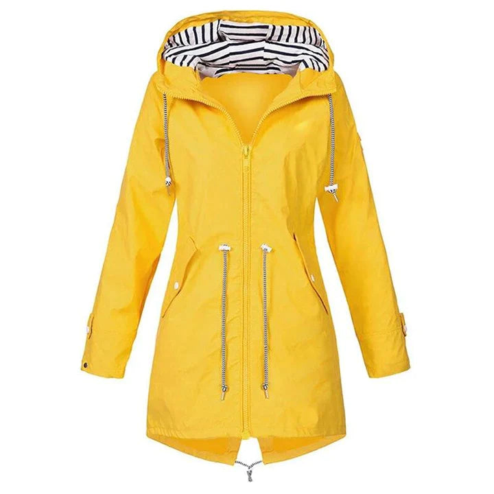 Lange Regenjas - Capuchon - Zip-Up - Waterdichte jassen - Damesjas-Boetiek Moda