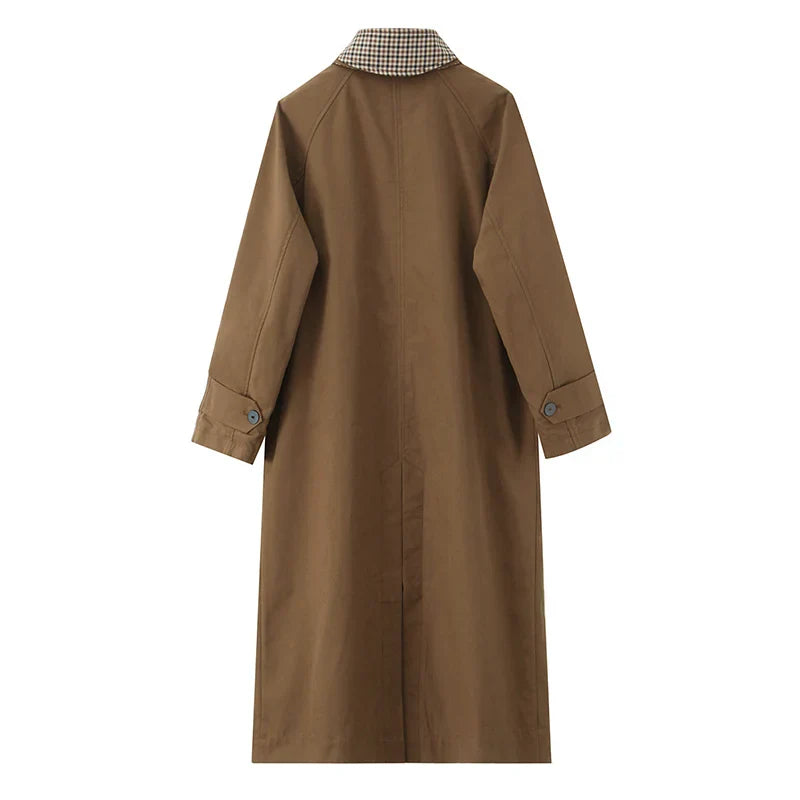 Lange Trench Coat - Dames Single Breasted Oversized Trench Coat-Boetiek Moda