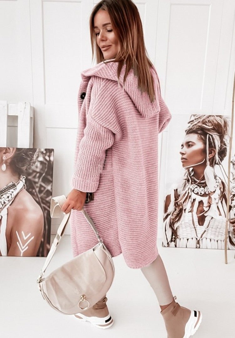 Lange Vest - Met capuchon - Oversized - Gebreide vest - Damesjas-Boetiek Moda