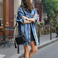 Lange denimjas | Gescheurd | Oversized | Jeansjas | Damesdenimjas-Boetiek Moda