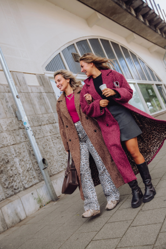 Lange jas - Damesjas met dubbele knoopsluiting voor herfst en winter-Boetiek Moda
