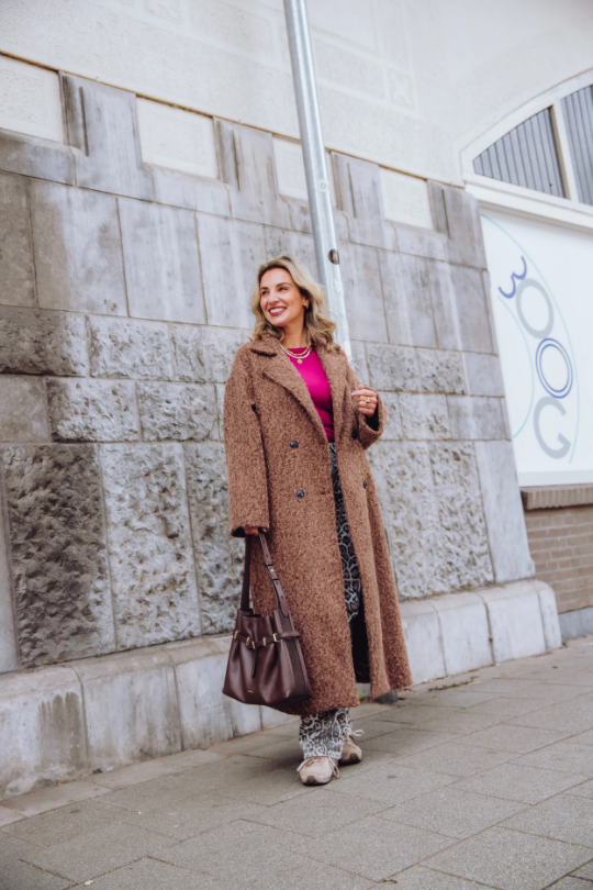 Lange jas - Damesjas met dubbele knoopsluiting voor herfst en winter-Boetiek Moda