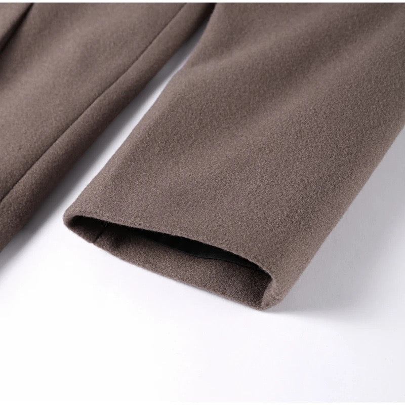 Lange overjas - Wollen damesjas met oversized ritssluiting-Boetiek Moda