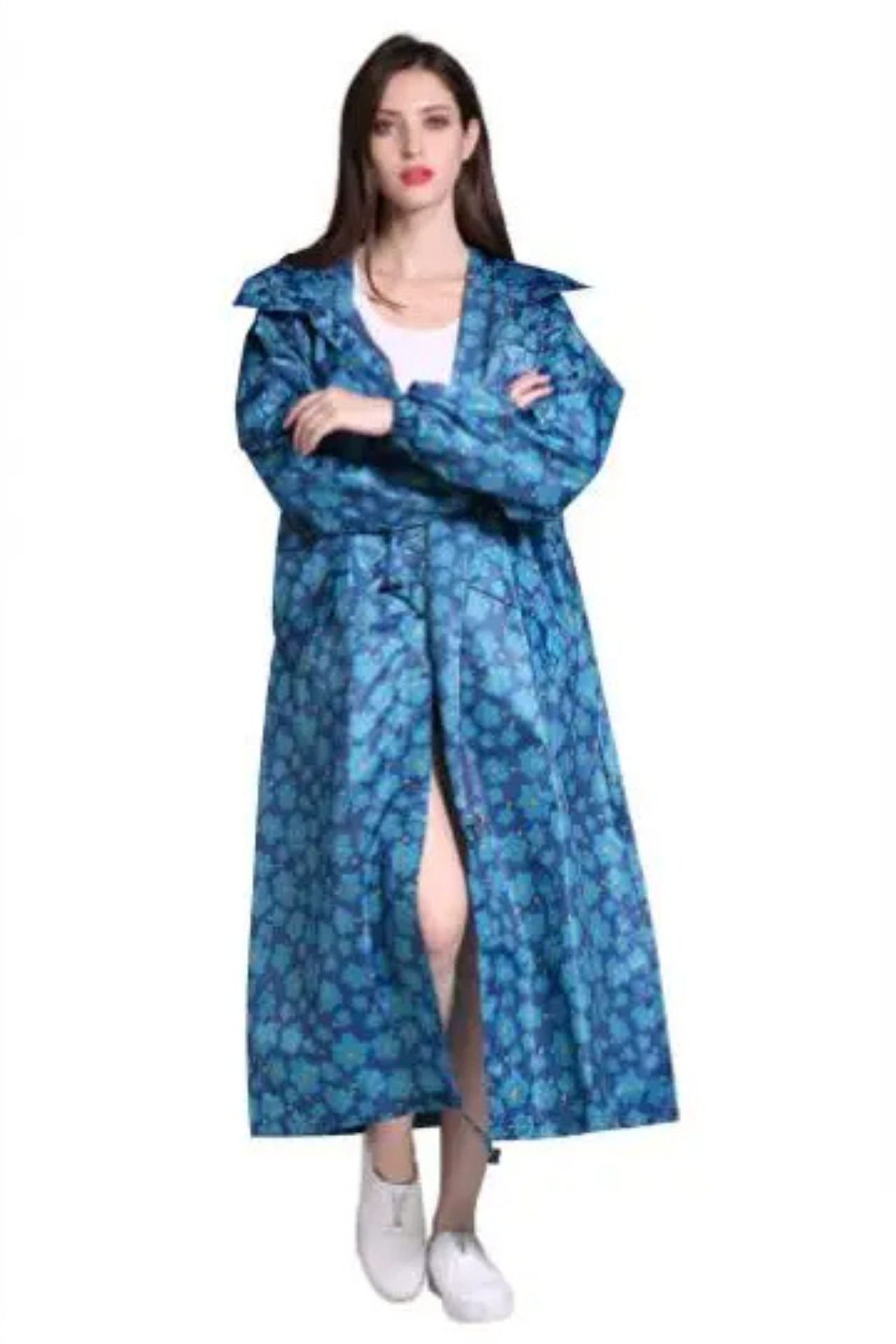 Lange regenjas | Capuchon | Taillekoord | Regenjas | Dames Lange Waterdichte Jas-Boetiek Moda