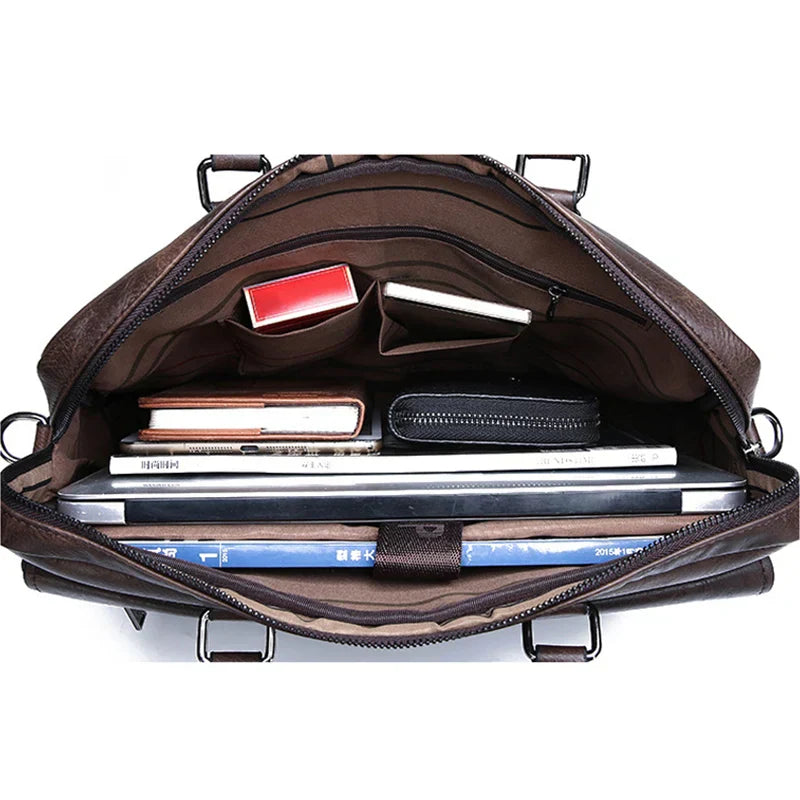 Laptoptas - Leer - Schoudertas - Aktetas - Herentas-Boetiek Moda