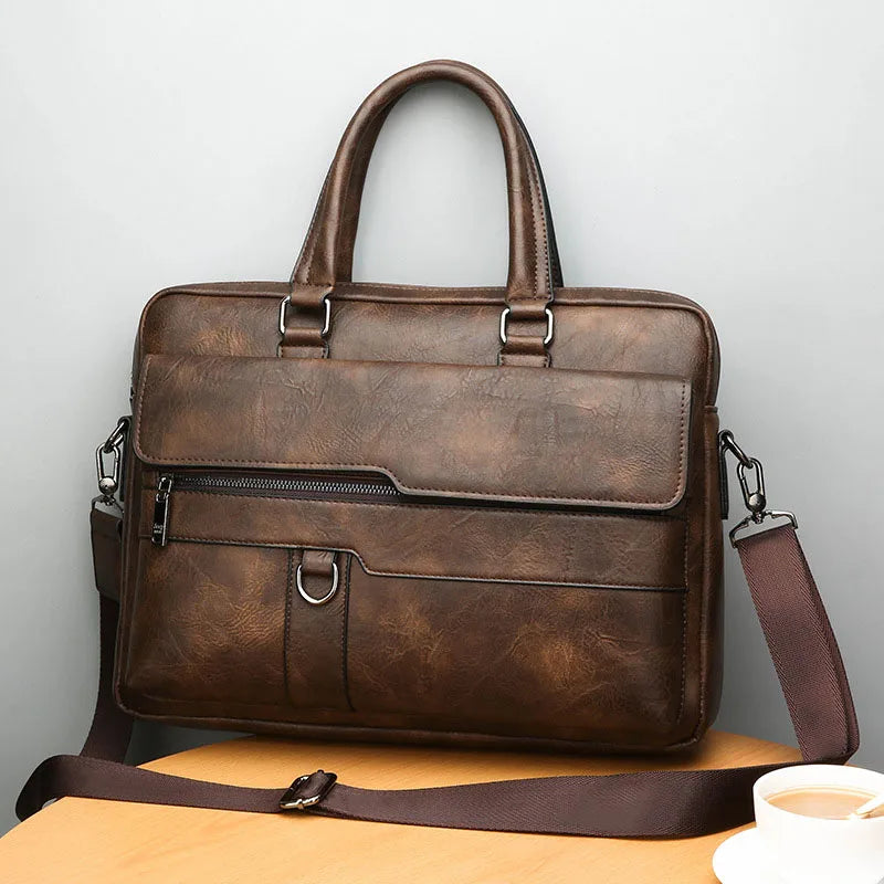 Laptoptas - Leer - Schoudertas - Aktetas - Herentas-Boetiek Moda