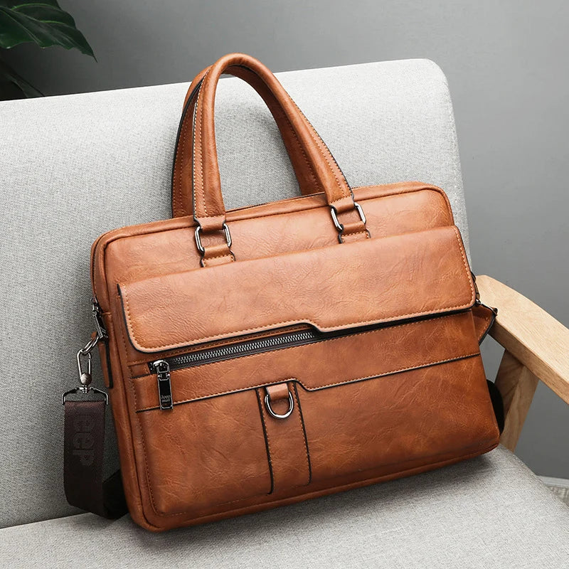 Laptoptas - Leer - Schoudertas - Aktetas - Herentas-Boetiek Moda