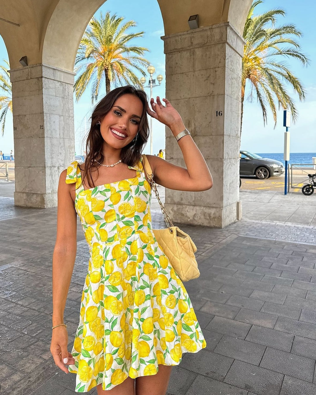 Lemon Jurk - Mini zomerjurk met bandjes voor dames-Boetiek Moda