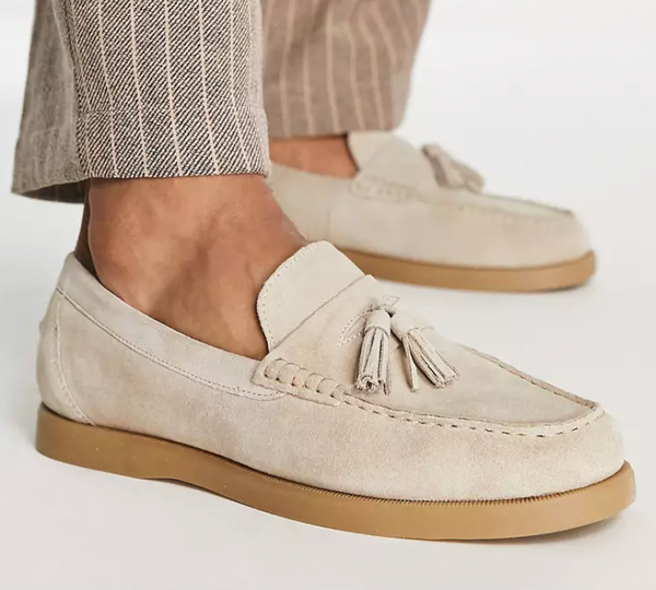 Leren Loafers - Slip-On - Beige - Herenschoenen - Mocassins-Boetiek Moda