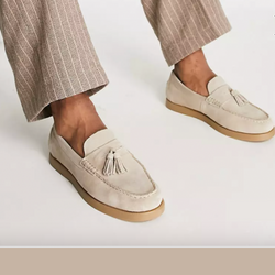 Leren Loafers - Slip-On - Beige - Herenschoenen - Mocassins-Boetiek Moda