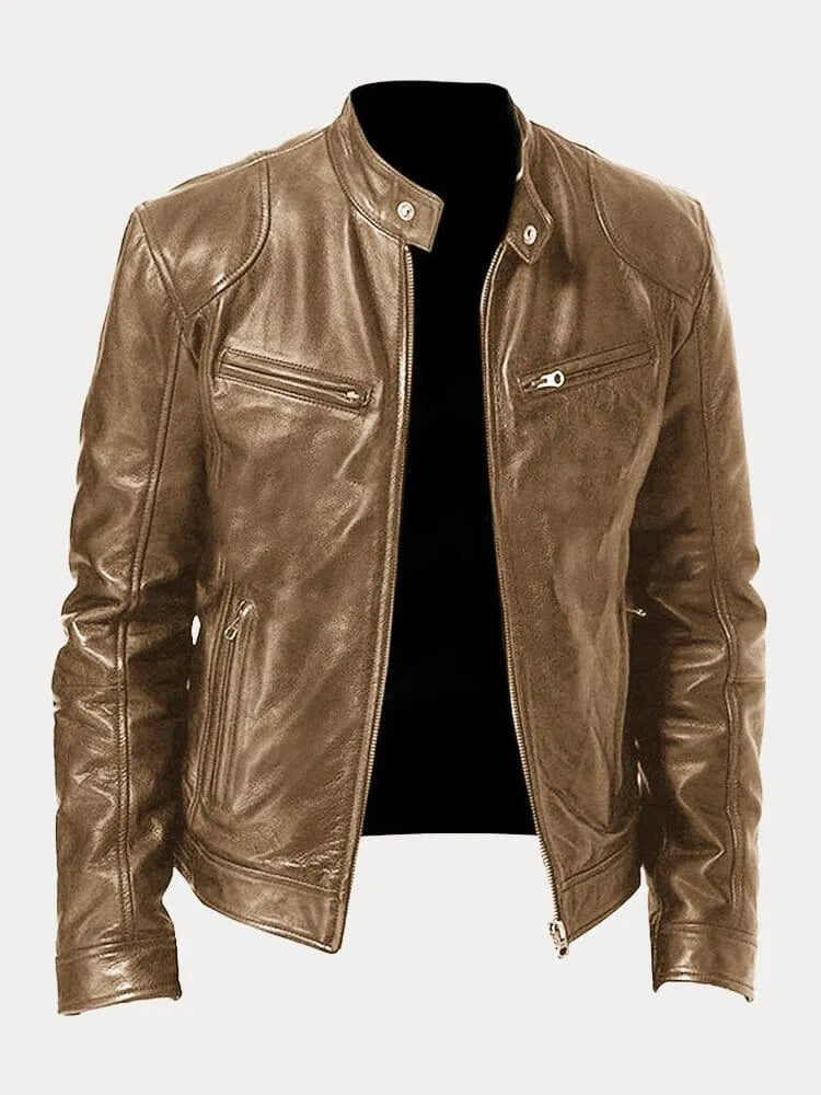 Leren jas | Zip-Up | Regular Fit | Bikerjas | Leren herenjas-Boetiek Moda