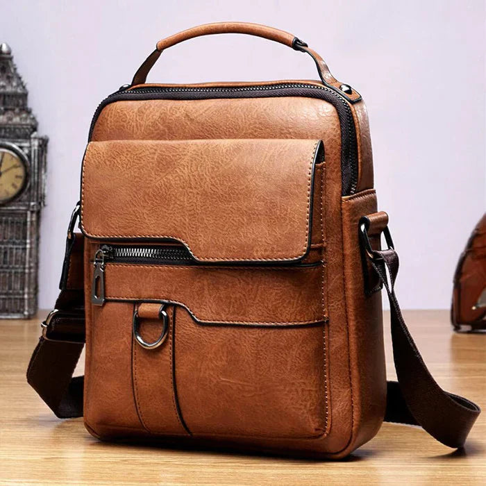 Leren tas - Groot - Zakken - Crossbody tas - Schoudertas-Boetiek Moda