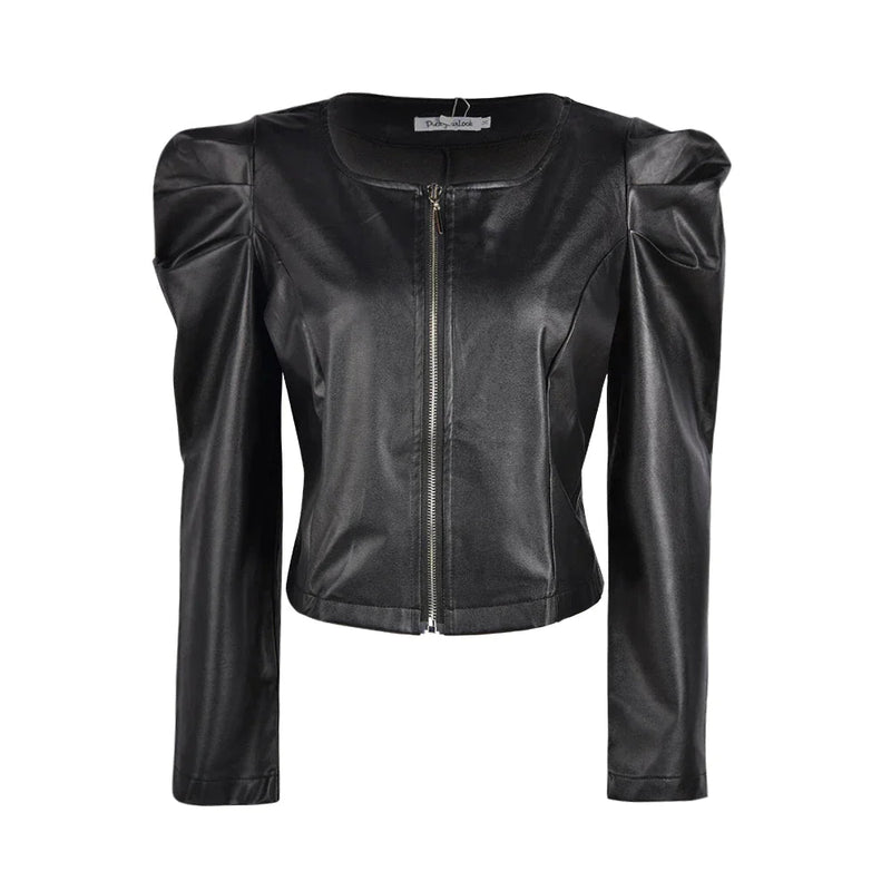 Lily Cropped Leather Jacket | Draai hoofden met de nieuwste leren jasjes trend-Boetiek Moda