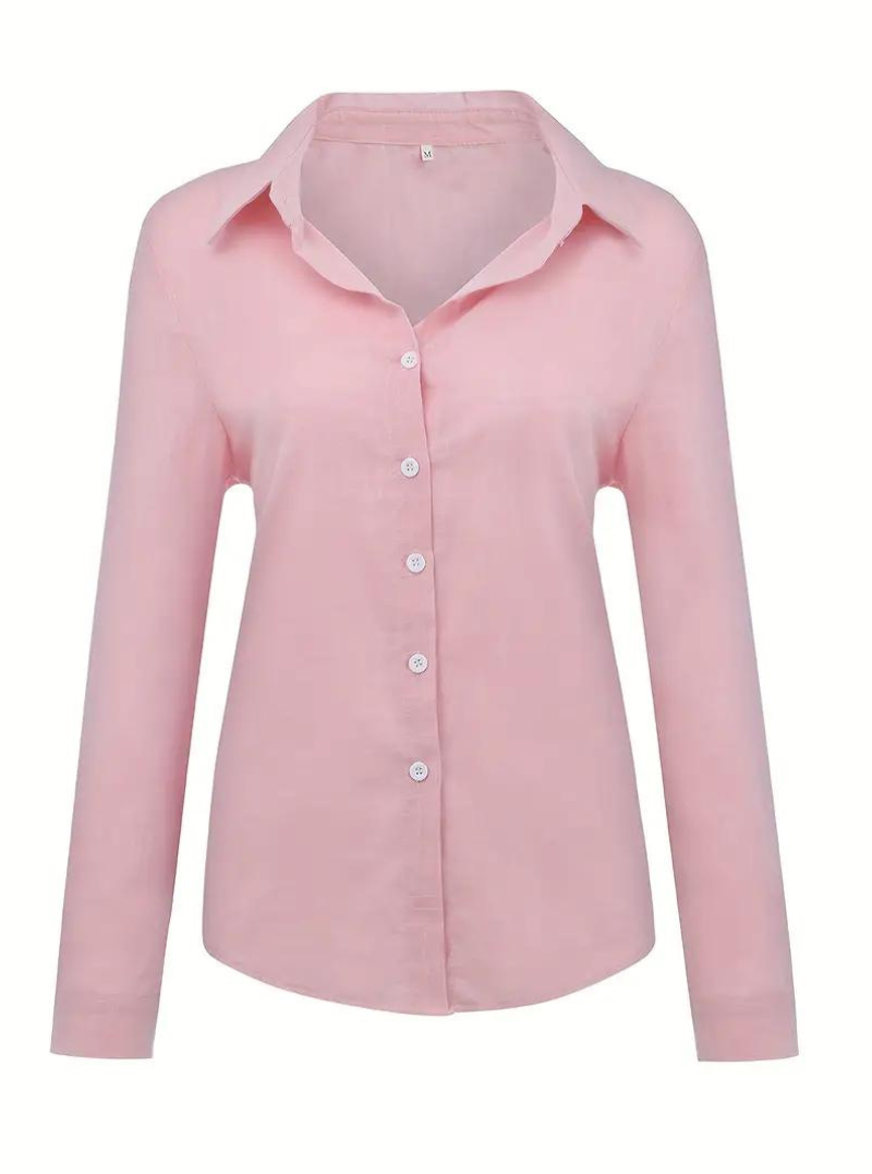 Linnen Bloes - Button-Up - Lange Mouw - Dames Linnen Overhemd - Dameskleding-Boetiek Moda