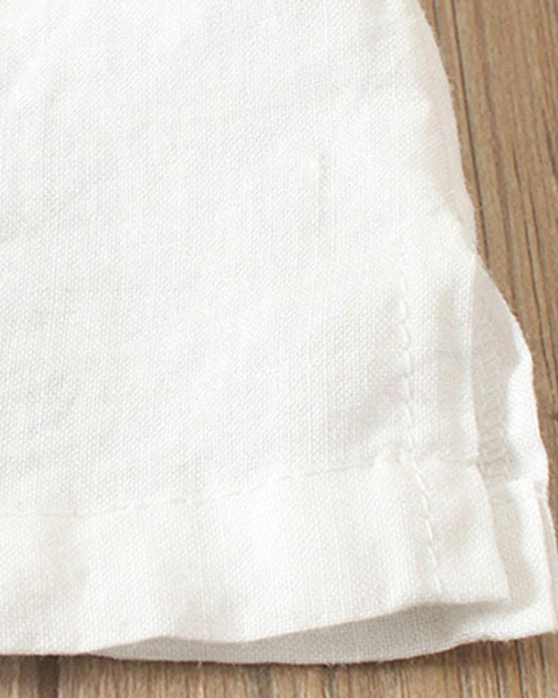 Linnen Blouse - Losvallend linnen T-shirt met korte mouwen voor dames-Boetiek Moda