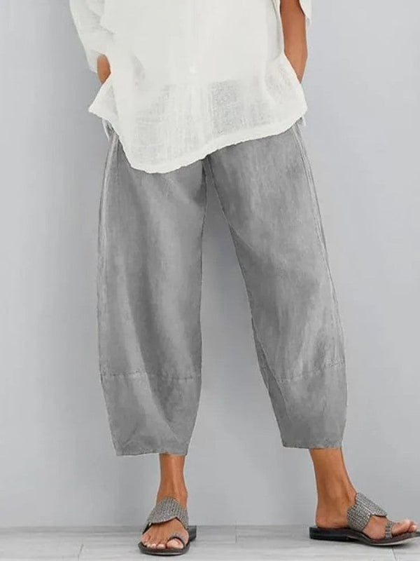 Linnen Broek - Casual Loose Fit Katoenen Broek voor Vrouwen in de Zomer-Boetiek Moda