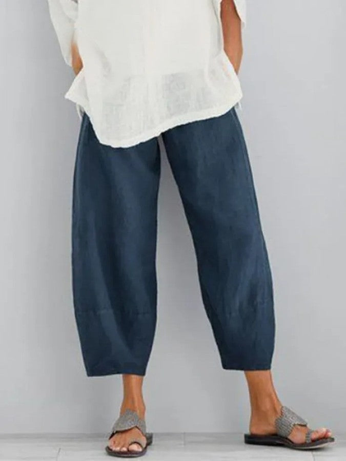 Linnen Broek - Casual Loose Fit Katoenen Broek voor Vrouwen in de Zomer-Boetiek Moda