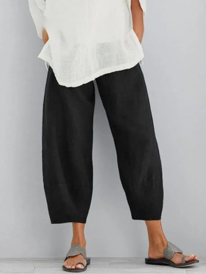 Linnen Broek - Casual Loose Fit Katoenen Broek voor Vrouwen in de Zomer-Boetiek Moda