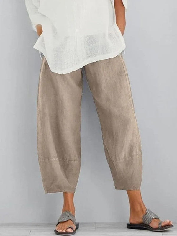 Linnen Broek - Casual Loose Fit Katoenen Broek voor Vrouwen in de Zomer-Boetiek Moda