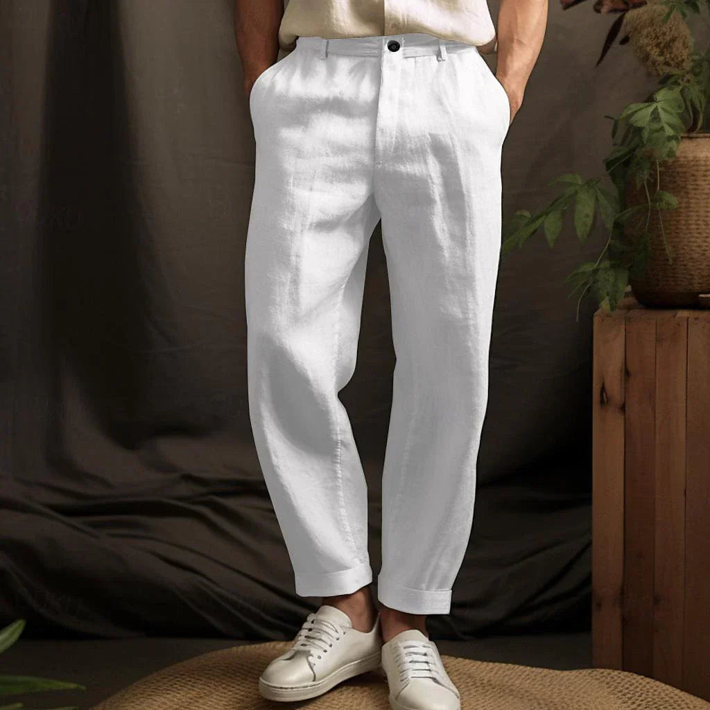 Linnen Broek | Lichtgewicht | Rechte Pijp | Losse Broek | Herenbroek-Boetiek Moda